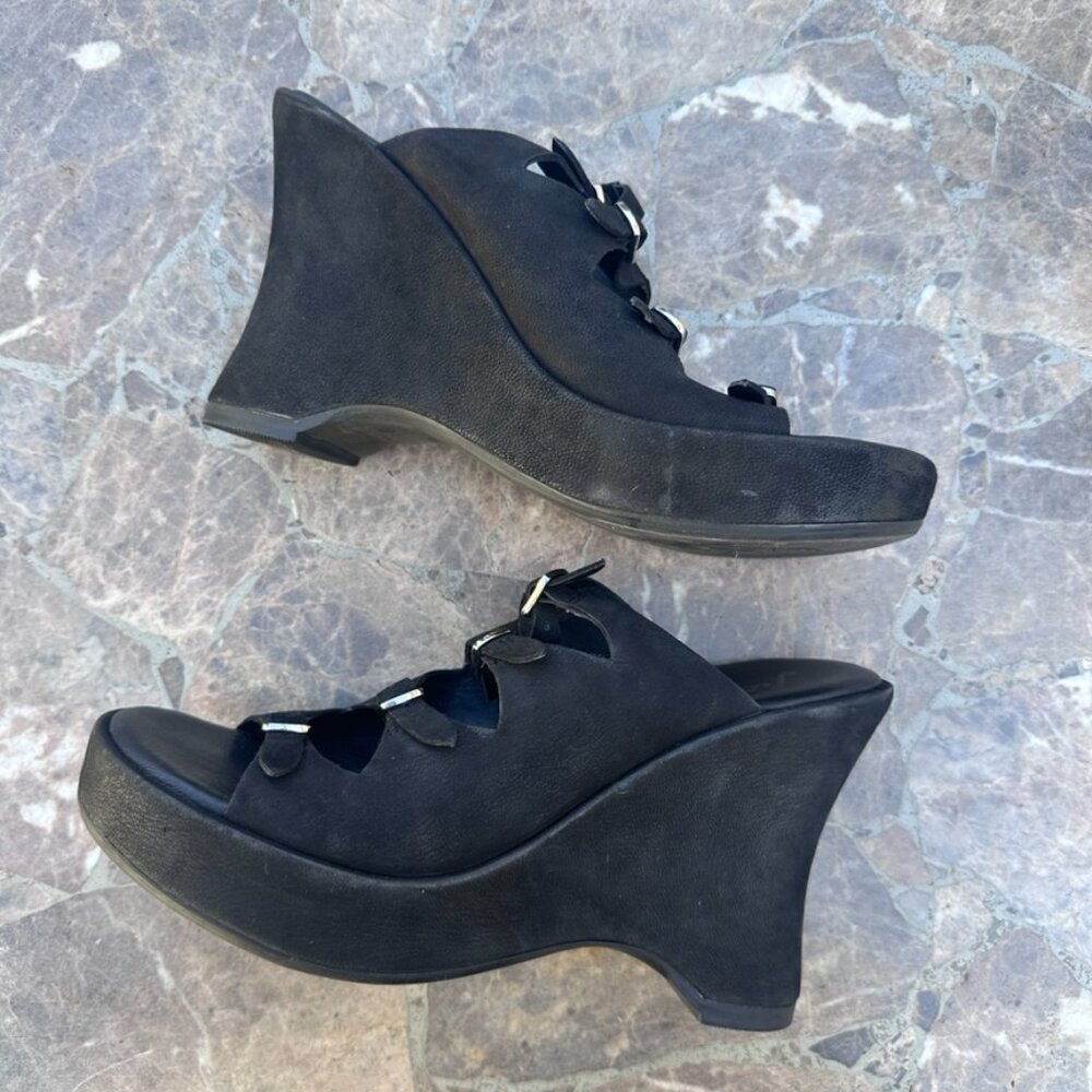 Free People Huffman Buckle Wedge Heels Goth Edgy Y2K - 6.5 / 37 - Picture 8 of 8